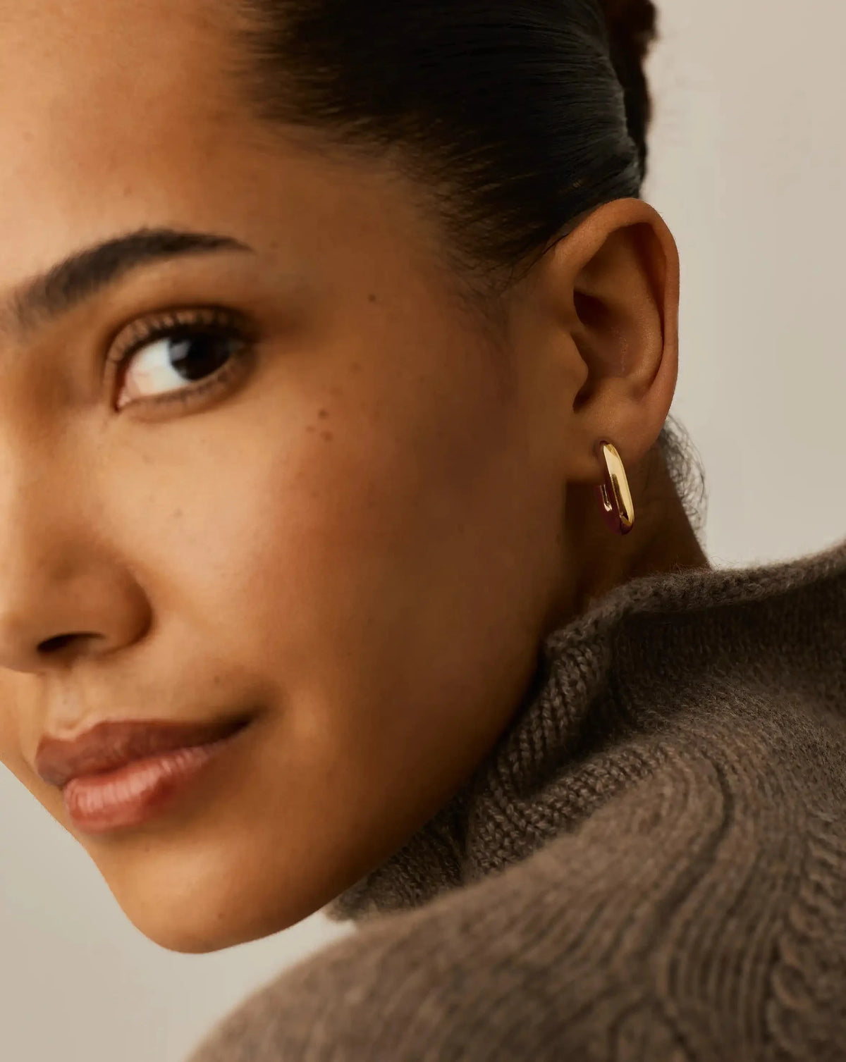 Chubby Oval Small Hoop Earrings | 18ct Gold Plated