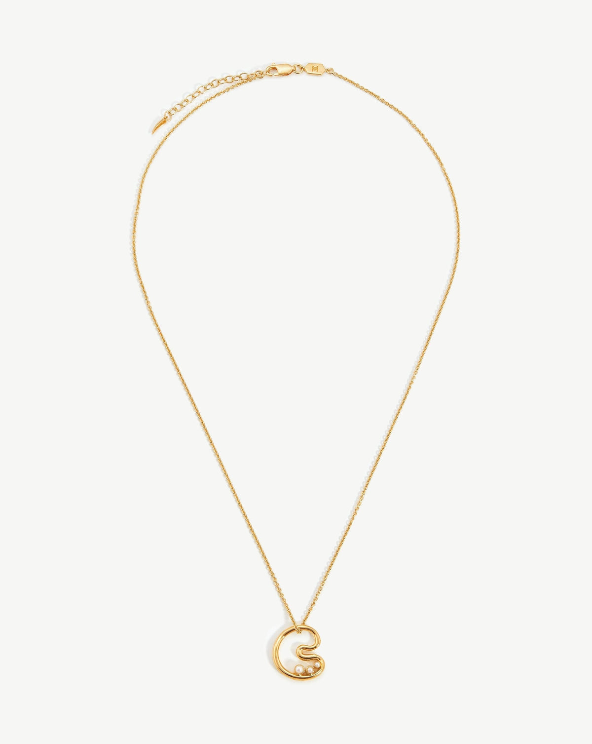 Chubby Pearl Initial Pendant Necklace - Initial C | 18ct Gold Vermeil/Pearl