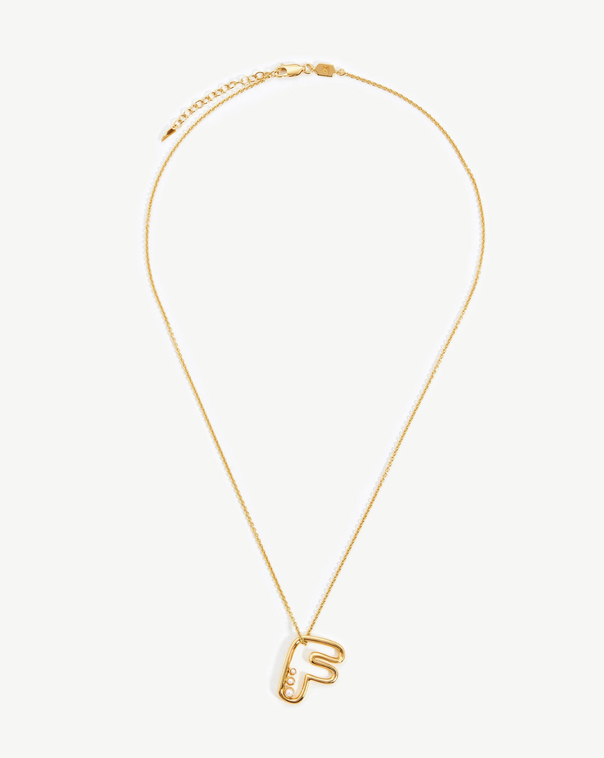 Chubby Pearl Initial Pendant Necklace - Initial F | 18ct Gold Vermeil/Pearl