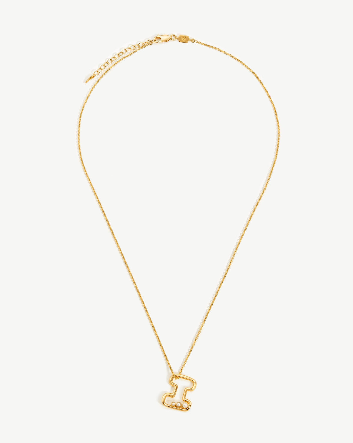 Chubby Pearl Initial Pendant Necklace - Initial I | 18ct Gold Vermeil/Pearl