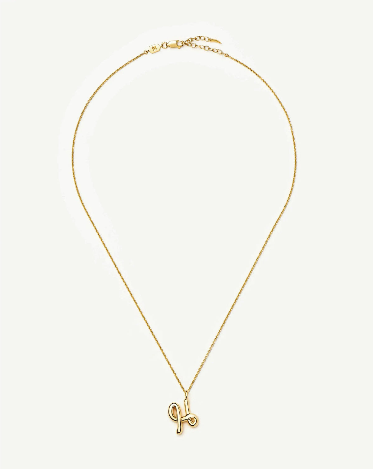 Curly Molten Initial Pendant Necklace - H | 18ct Gold Vermeil