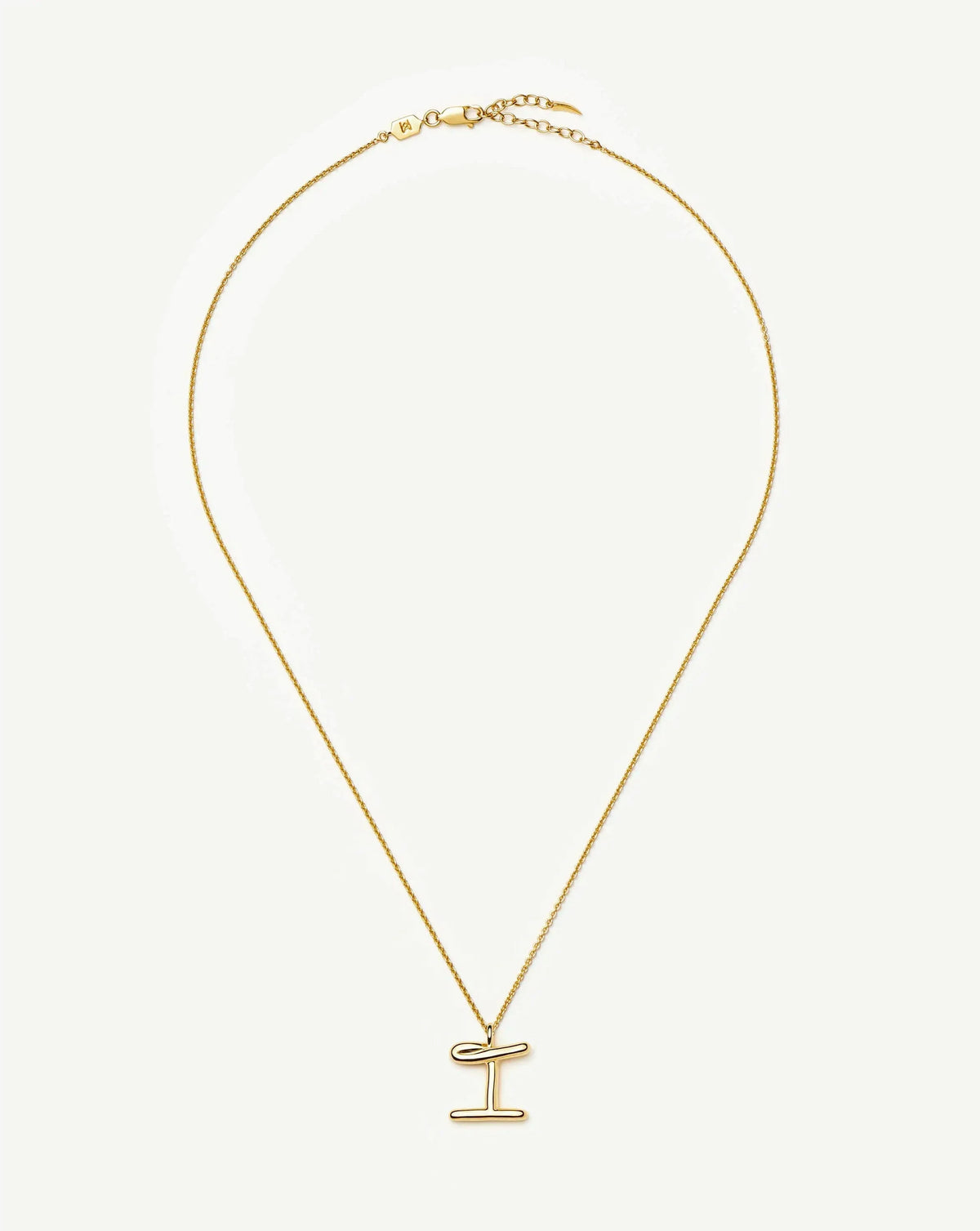 Curly Molten Initial Pendant Necklace - I | 18ct Gold Vermeil