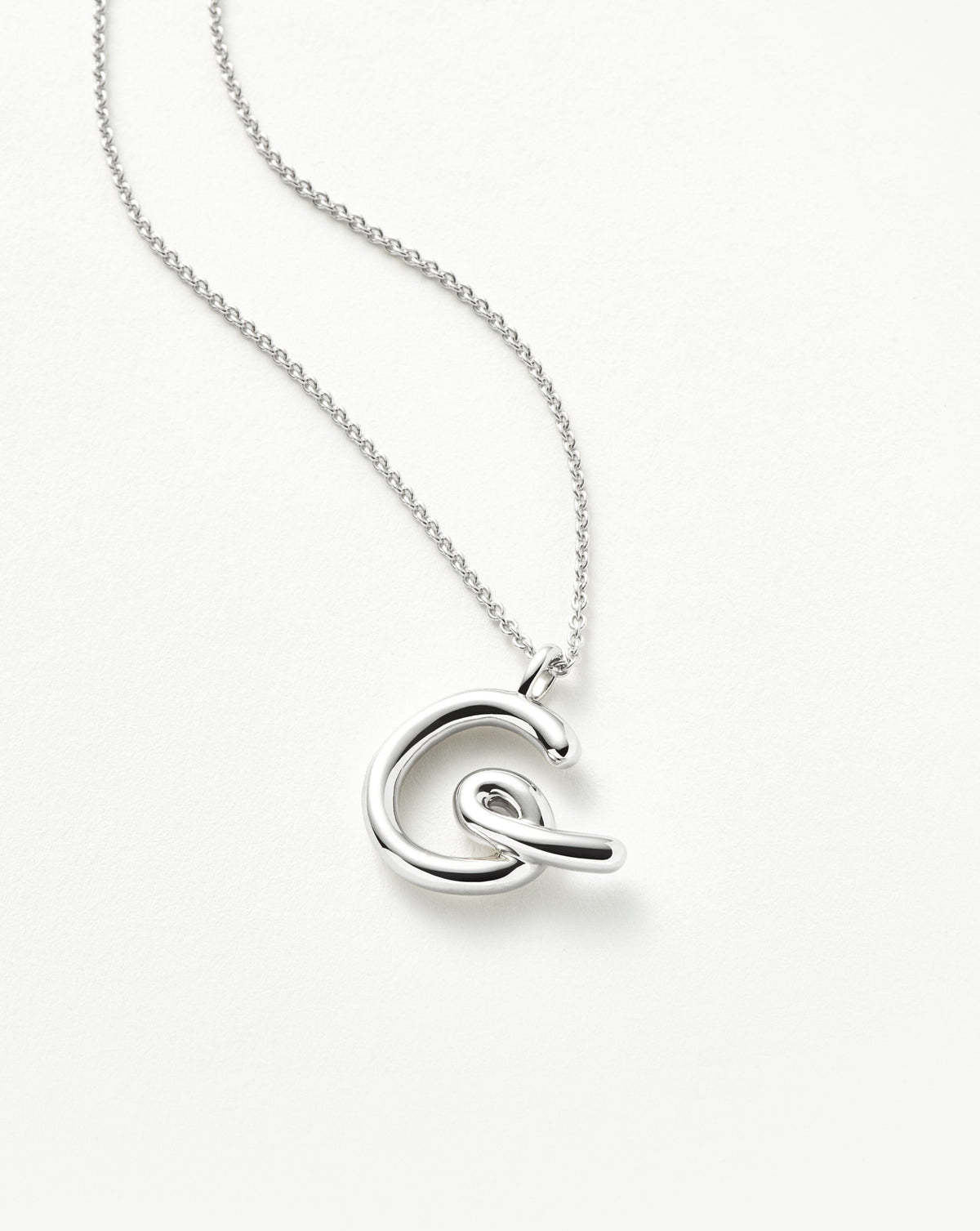 Curly Molten Initial Pendant Necklace - G | Sterling Silver