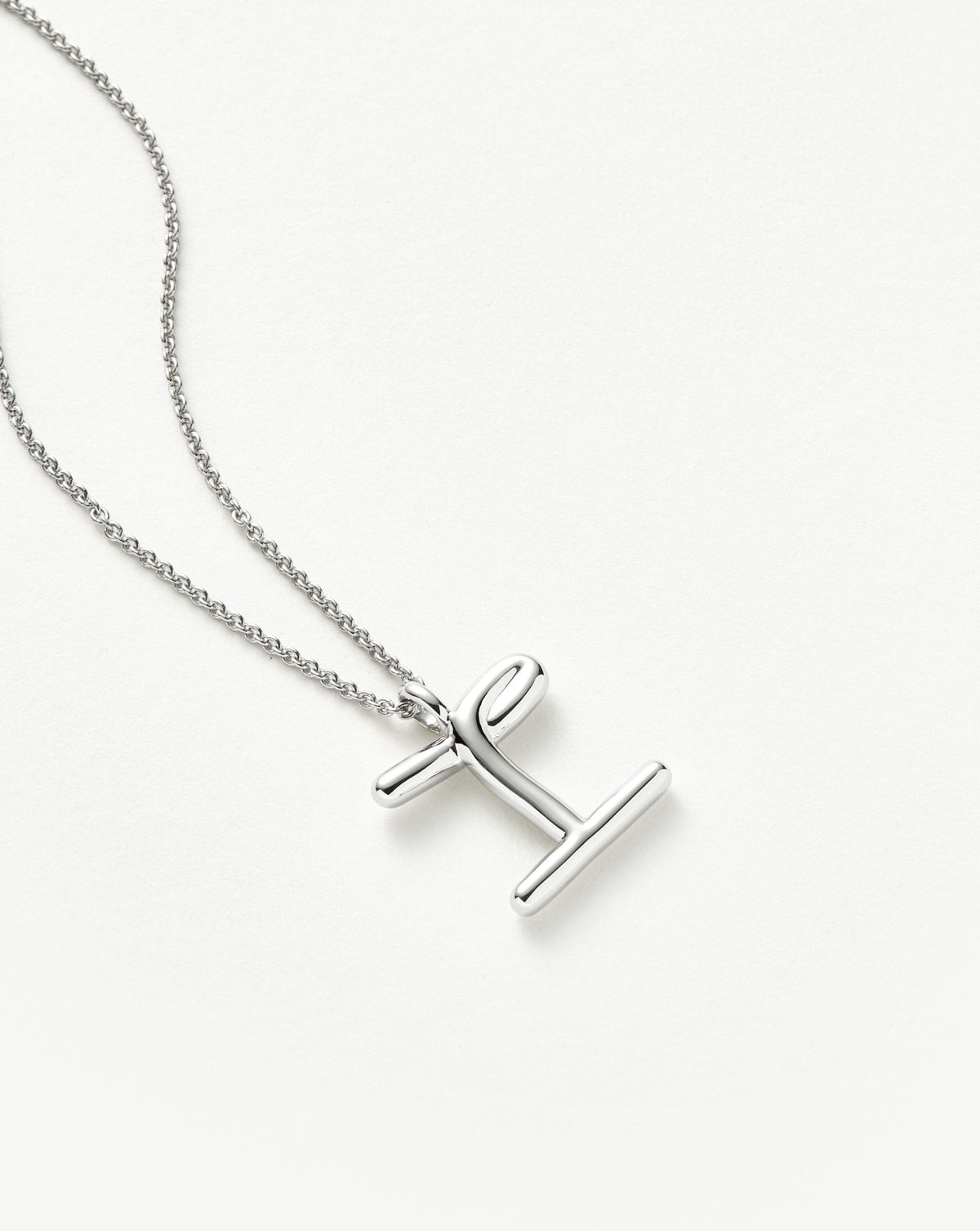Curly Molten Initial Pendant Necklace - I | Sterling Silver