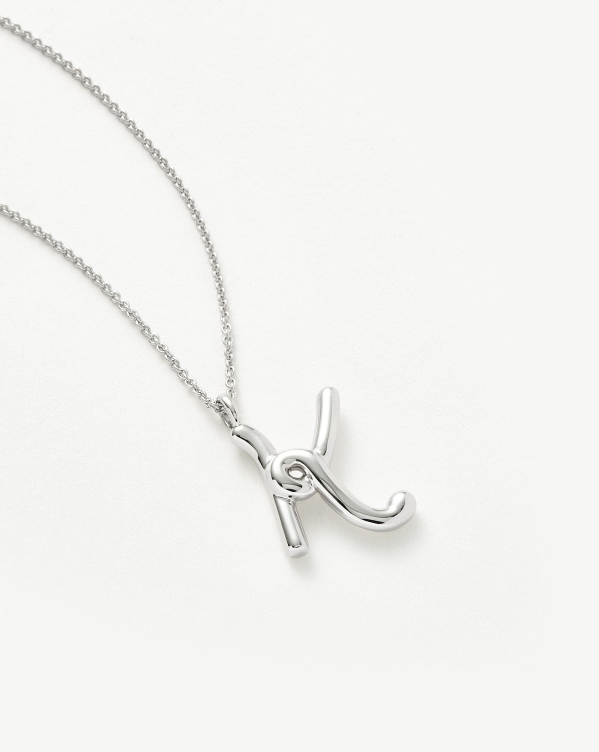 Curly Molten Initial Pendant Necklace - K | Sterling Silver
