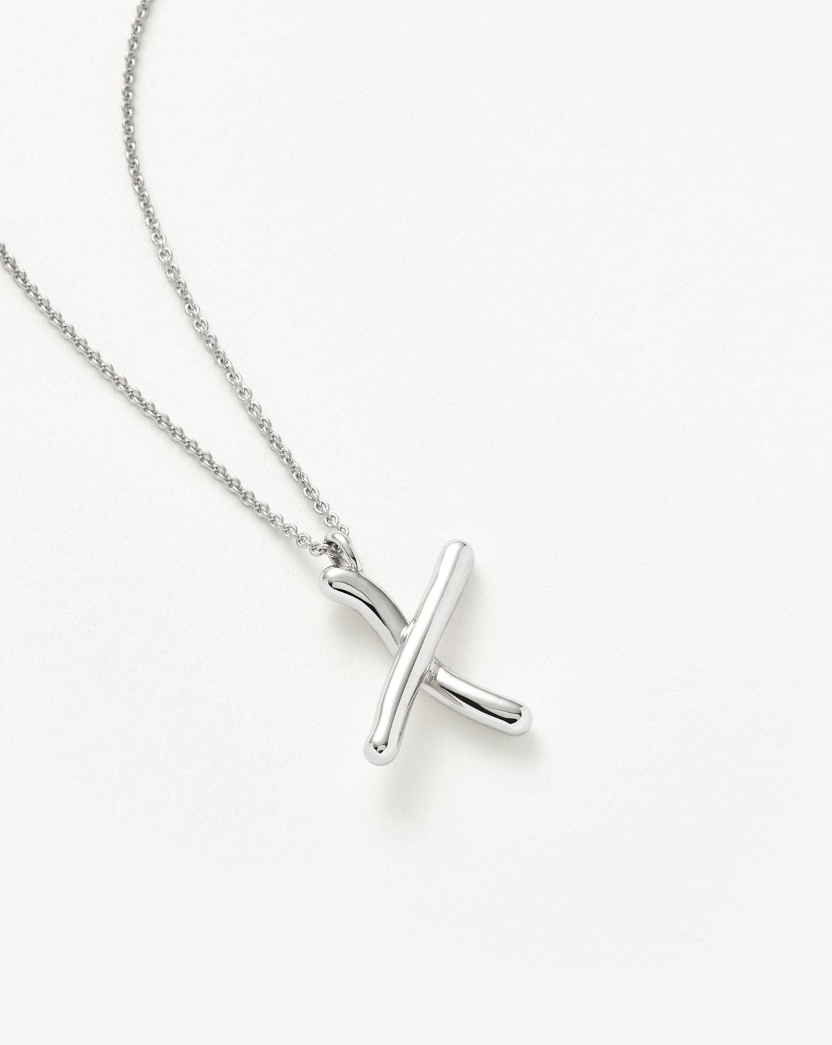 Curly Molten Initial Pendant Necklace - X | Sterling Silver