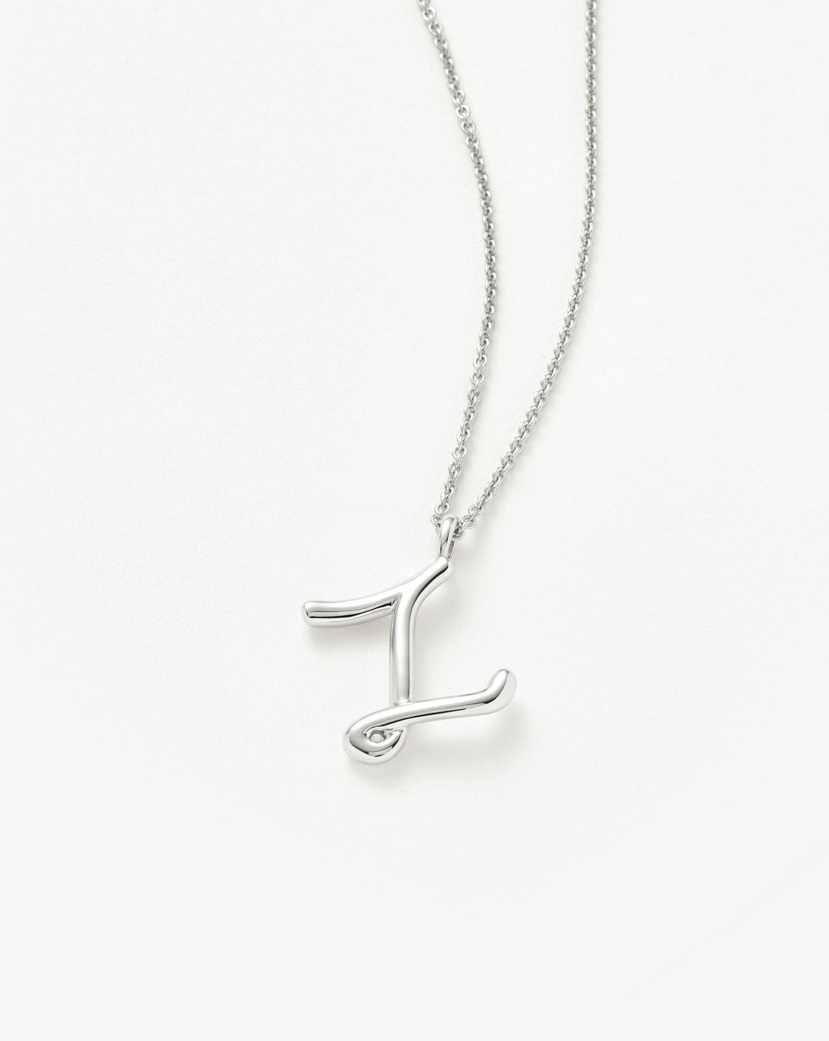 Curly Molten Initial Pendant Necklace - Z | Sterling Silver