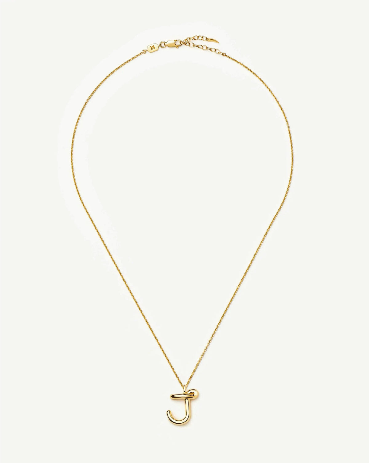 Curly Molten Initial Pendant Necklace - J | 18ct Gold Vermeil