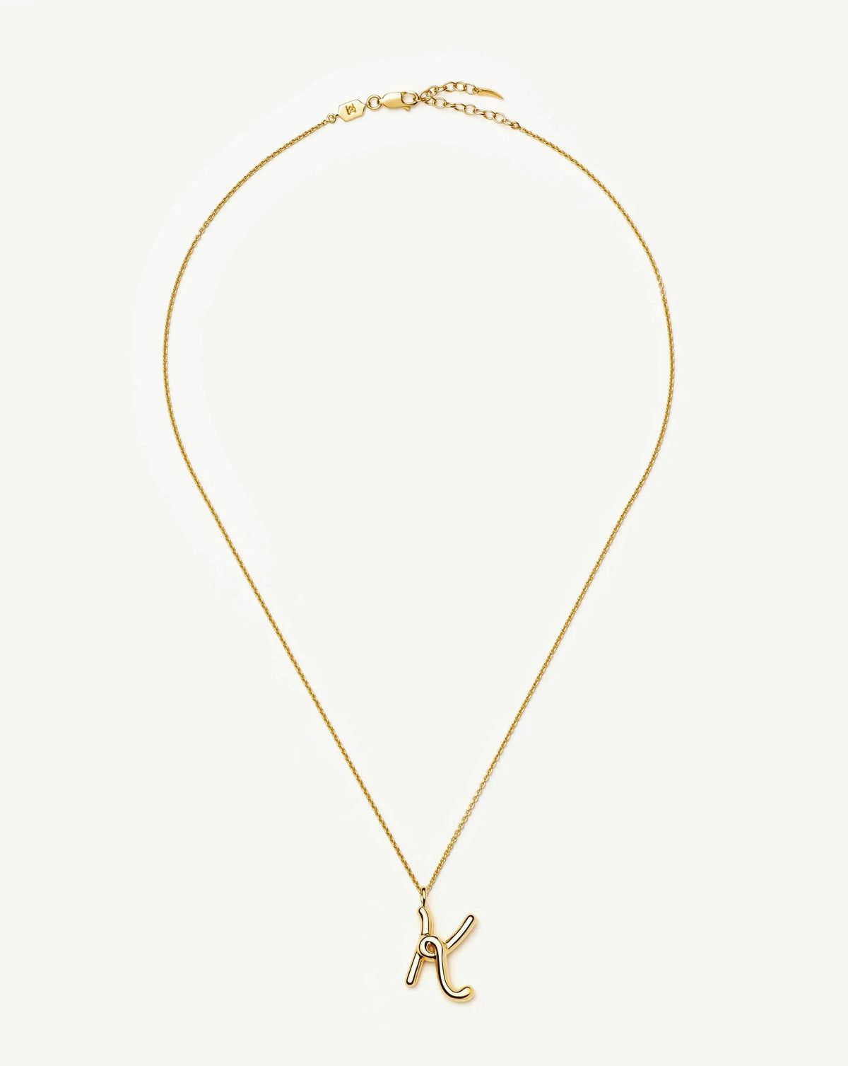 Curly Molten Initial Pendant Necklace - K | 18ct Gold Vermeil