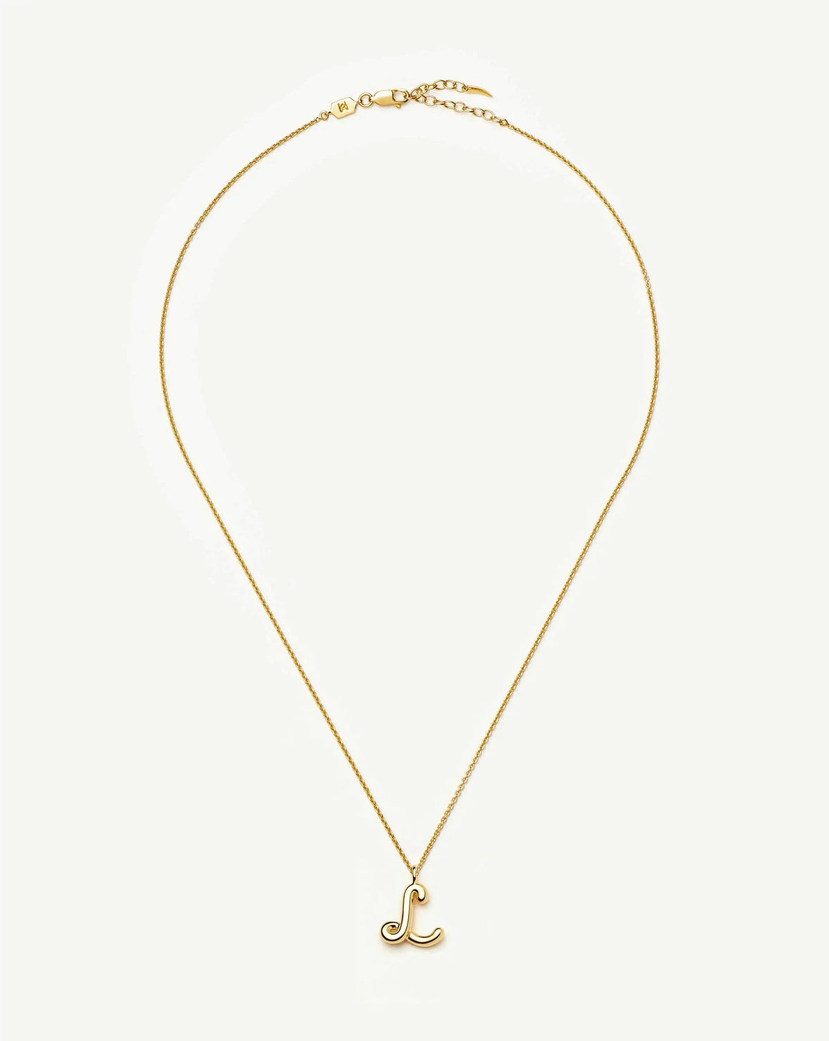 Curly Molten Initial Pendant Necklace - L | 18ct Gold Vermeil