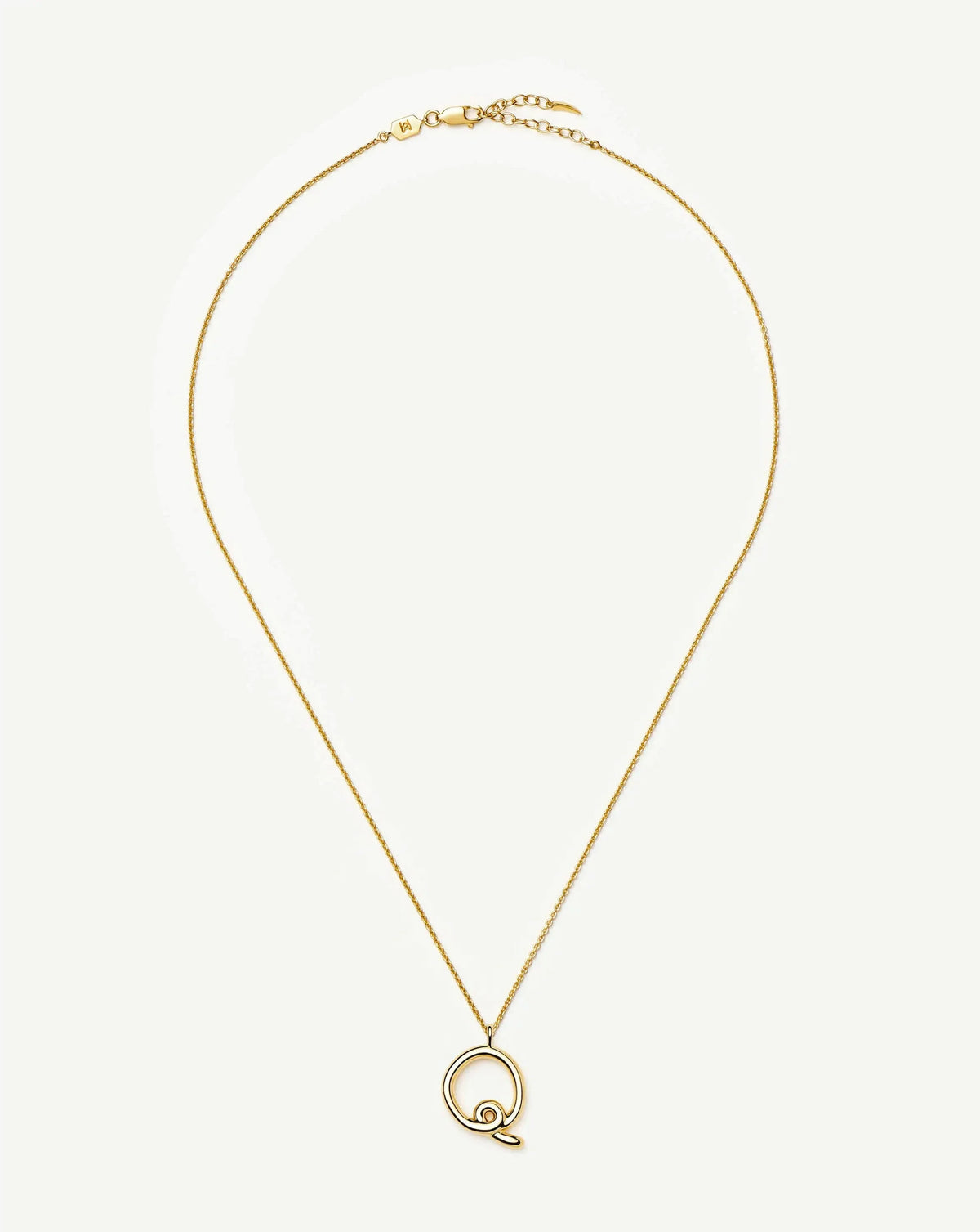 Curly Molten Initial Pendant Necklace - Q | 18ct Gold Vermeil