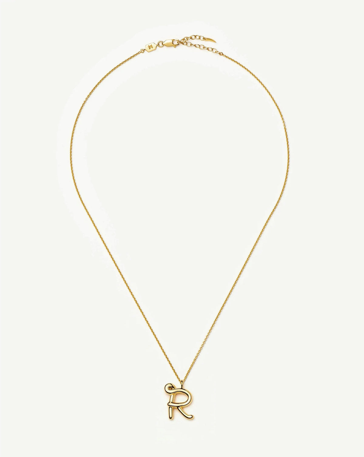 Curly Molten Initial Pendant Necklace - R | 18ct Gold Vermeil