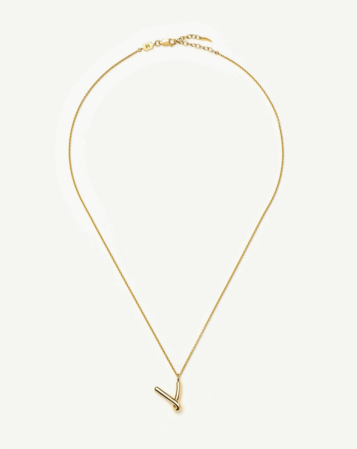 Curly Molten Initial Pendant Necklace - V | 18ct Gold Vermeil