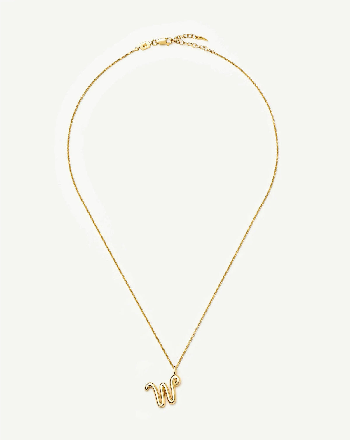 Curly Molten Initial Pendant Necklace - W | 18ct Gold Vermeil