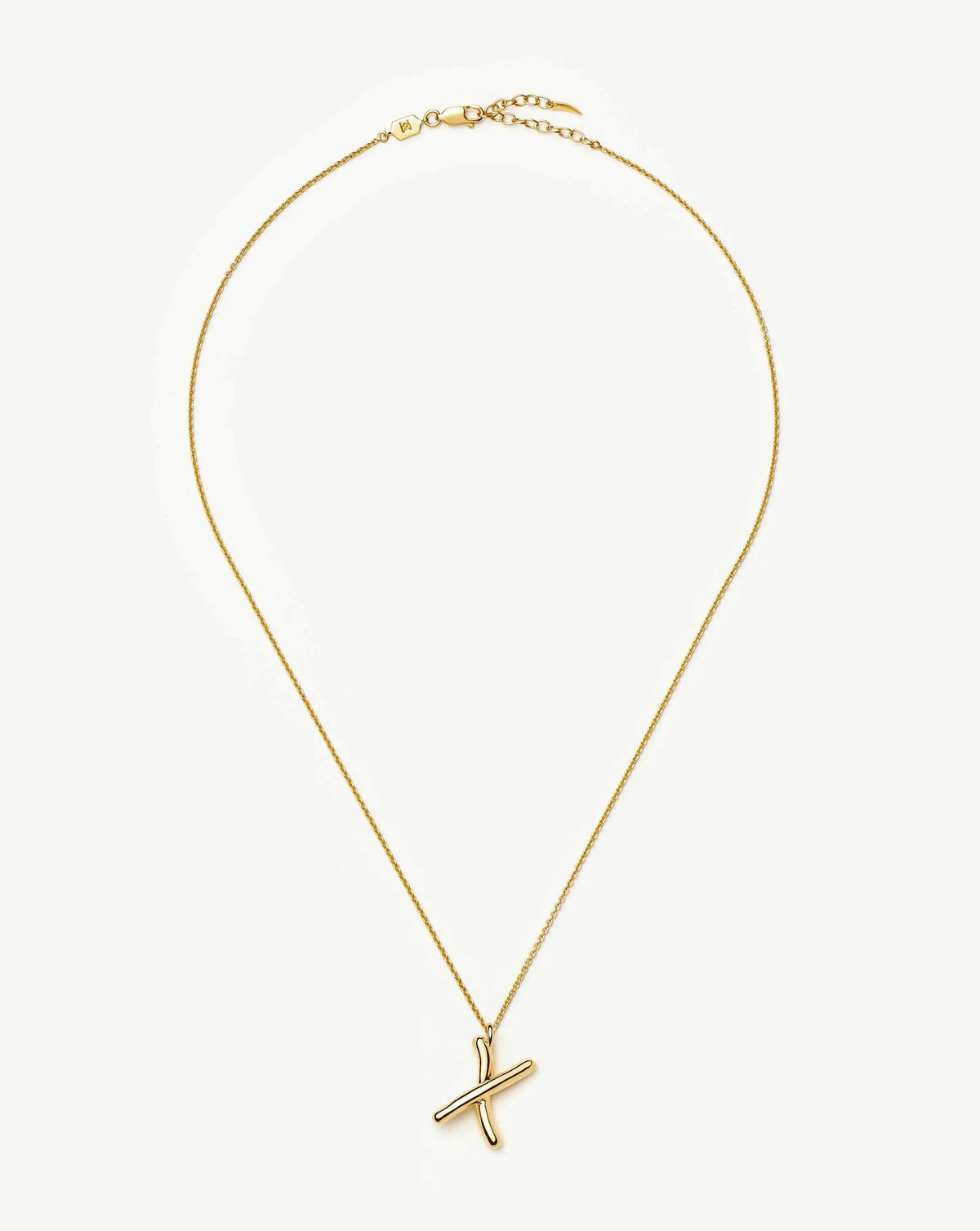 Curly Molten Initial Pendant Necklace - X | 18ct Gold Vermeil