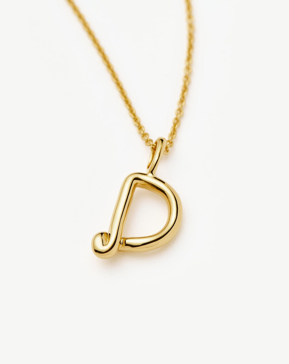 Curly Molten Mini Initial Necklace - D | 18ct Gold Vermeil