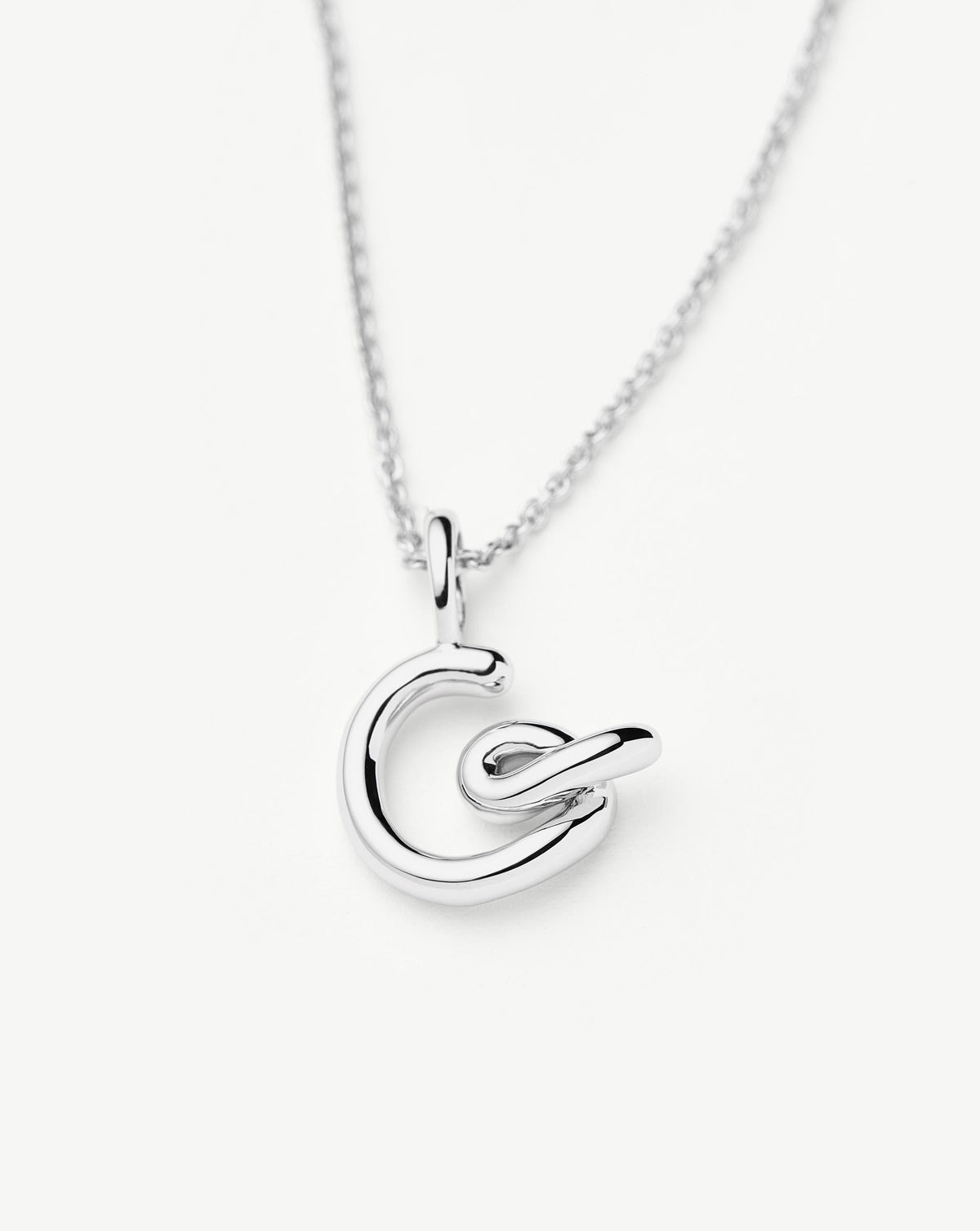 Curly Molten Mini Initial Necklace - G | Sterling Silver