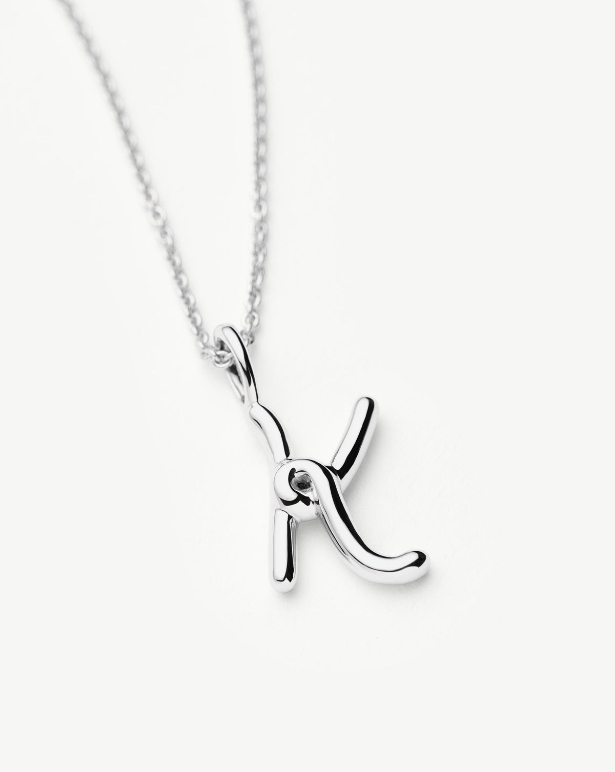 Curly Molten Mini Initial Necklace - K | Sterling Silver