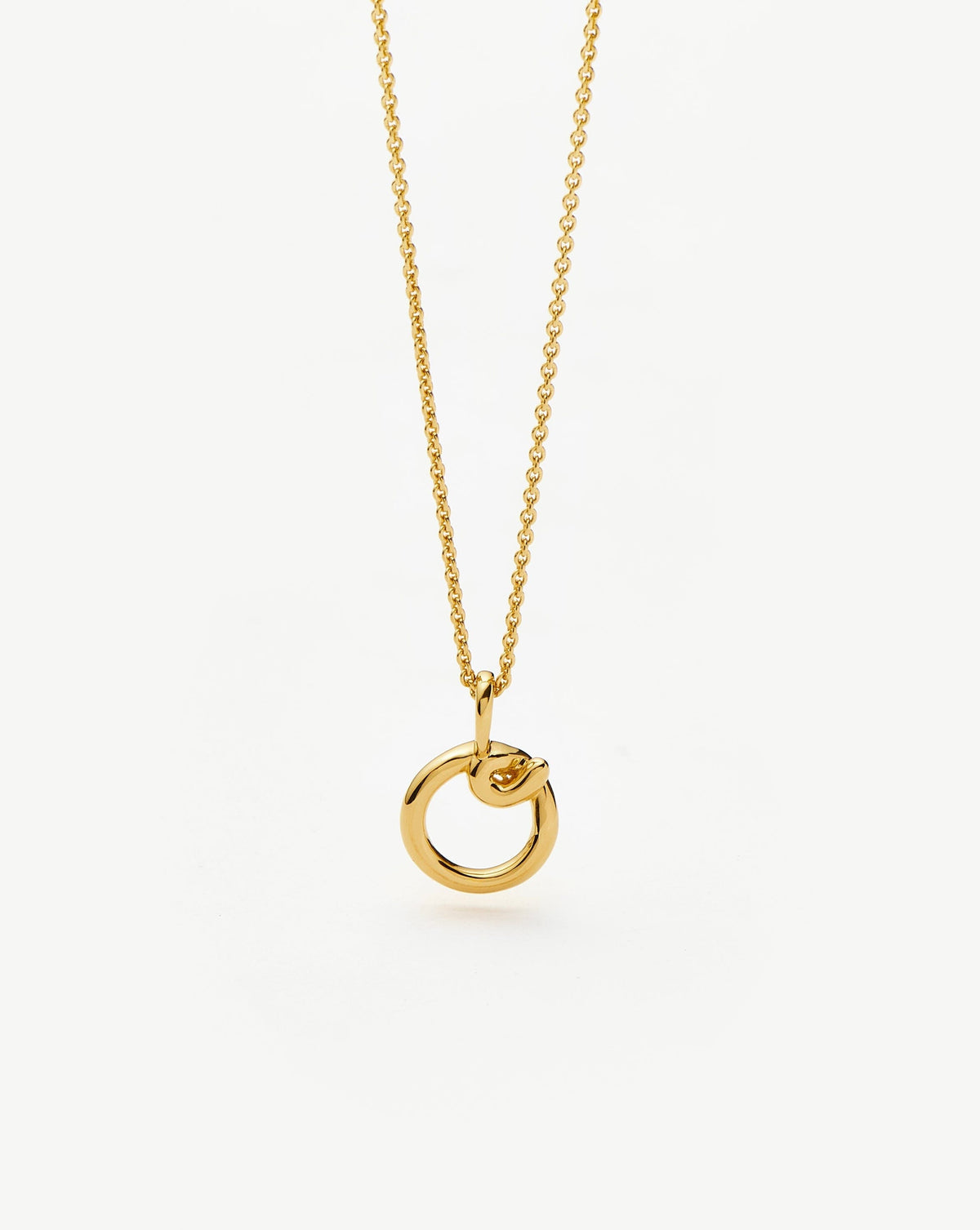 Curly Molten Mini Initial Necklace - O | 18ct Gold Vermeil