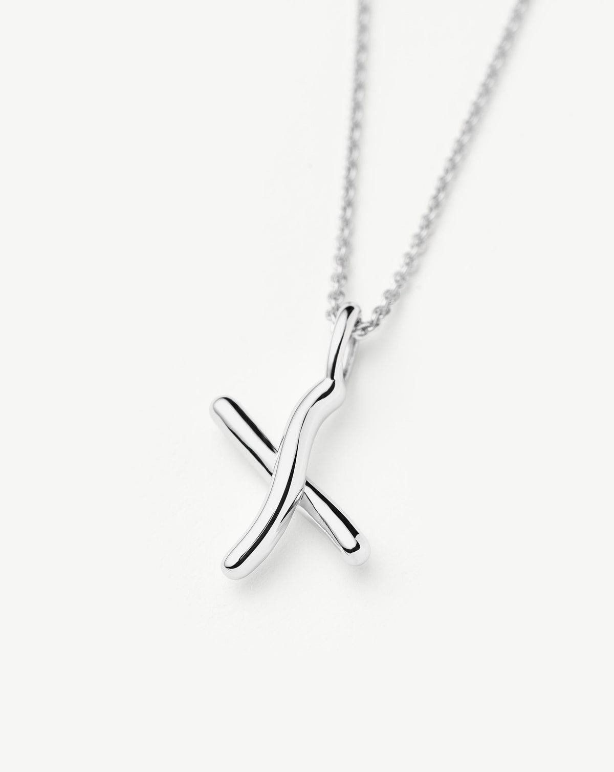 Curly Molten Mini Initial Necklace - X | Sterling Silver