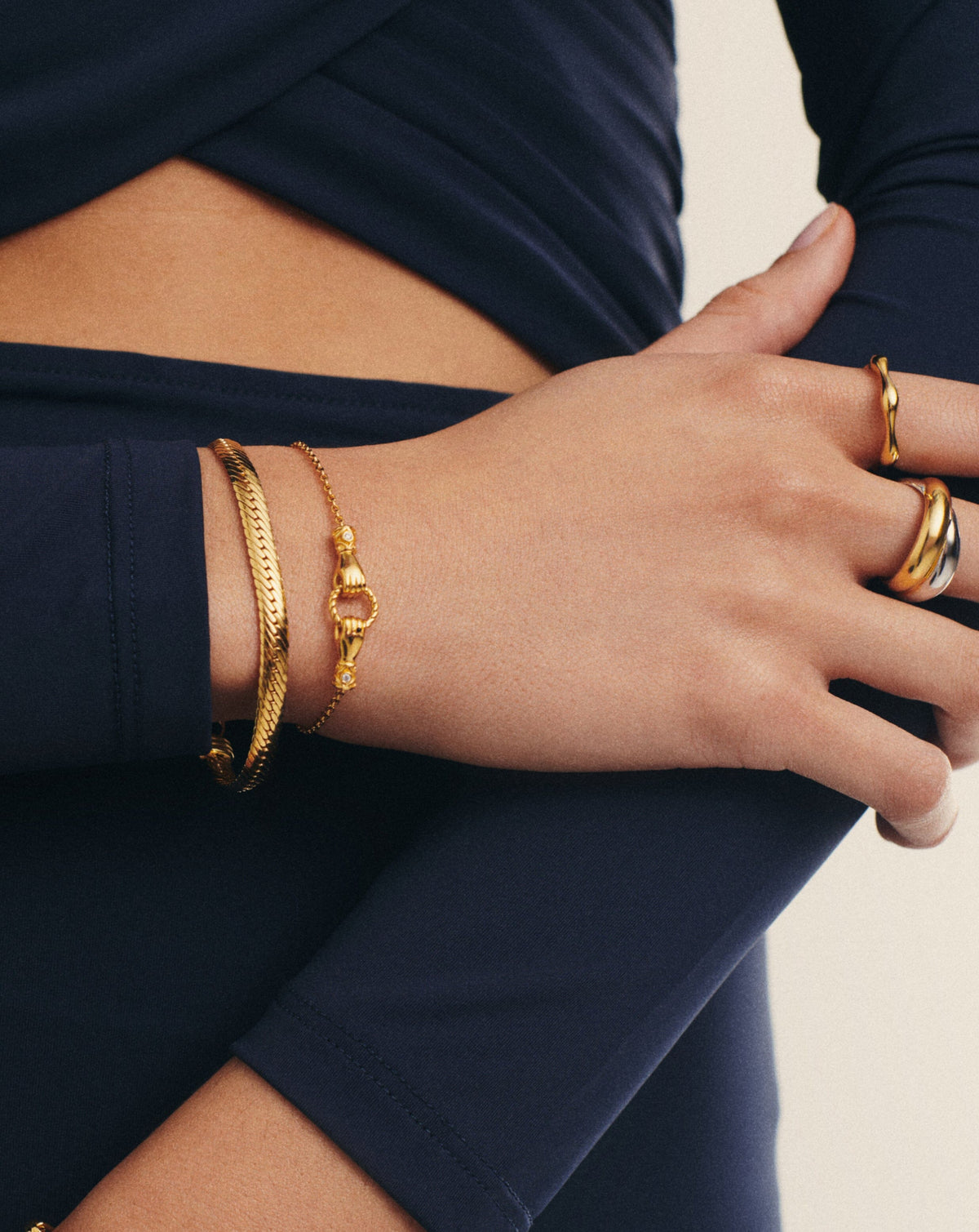 Harris Reed In Good Hands Slider Bracelet | 18ct Gold Plated/Cubic Zirconia