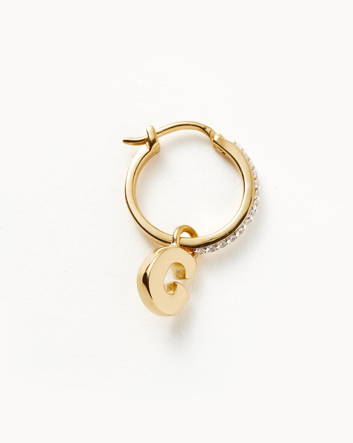 Initial Single Charm Hoop Earring - Initial G | 18ct Gold Vermeil