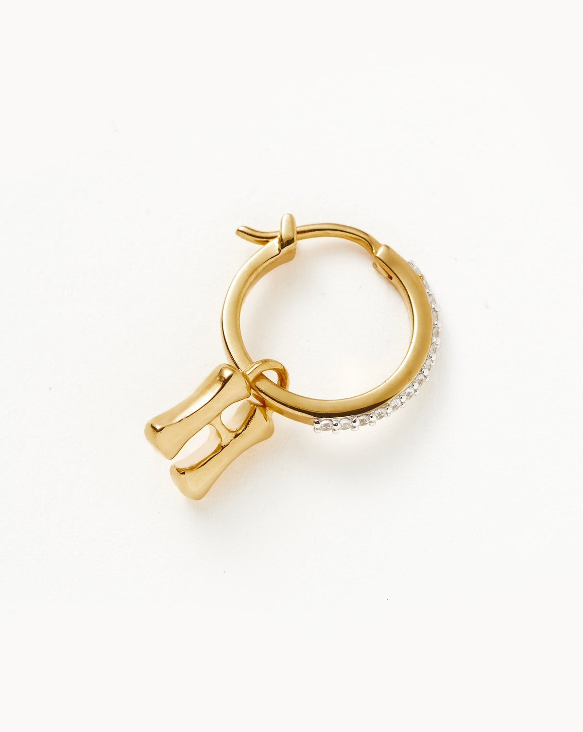 Initial Single Charm Hoop Earring - Initial H | 18ct Gold Vermeil