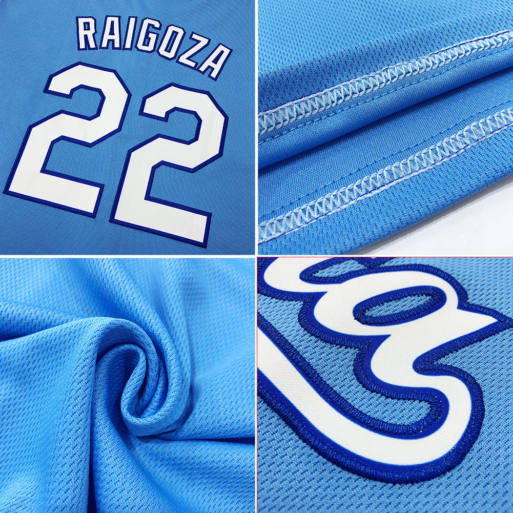 Custom Light Blue White-Red Authentic Rib-Knit Baseball Jersey Shirt