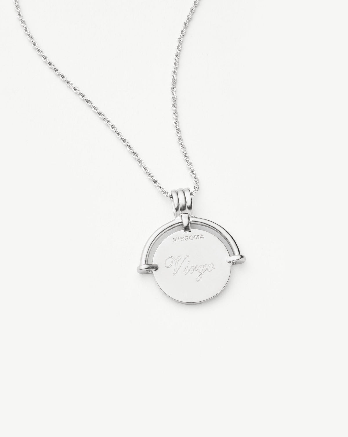 Lucy Williams Medium Engravable Roman Arc Coin Necklace | Silver Plated