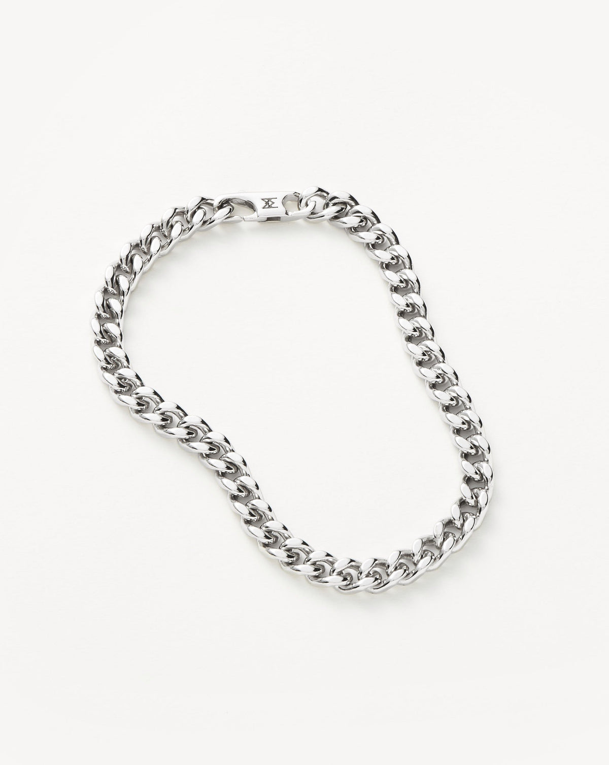 Mens Flat Curb Chain Bracelet | Silver Plated