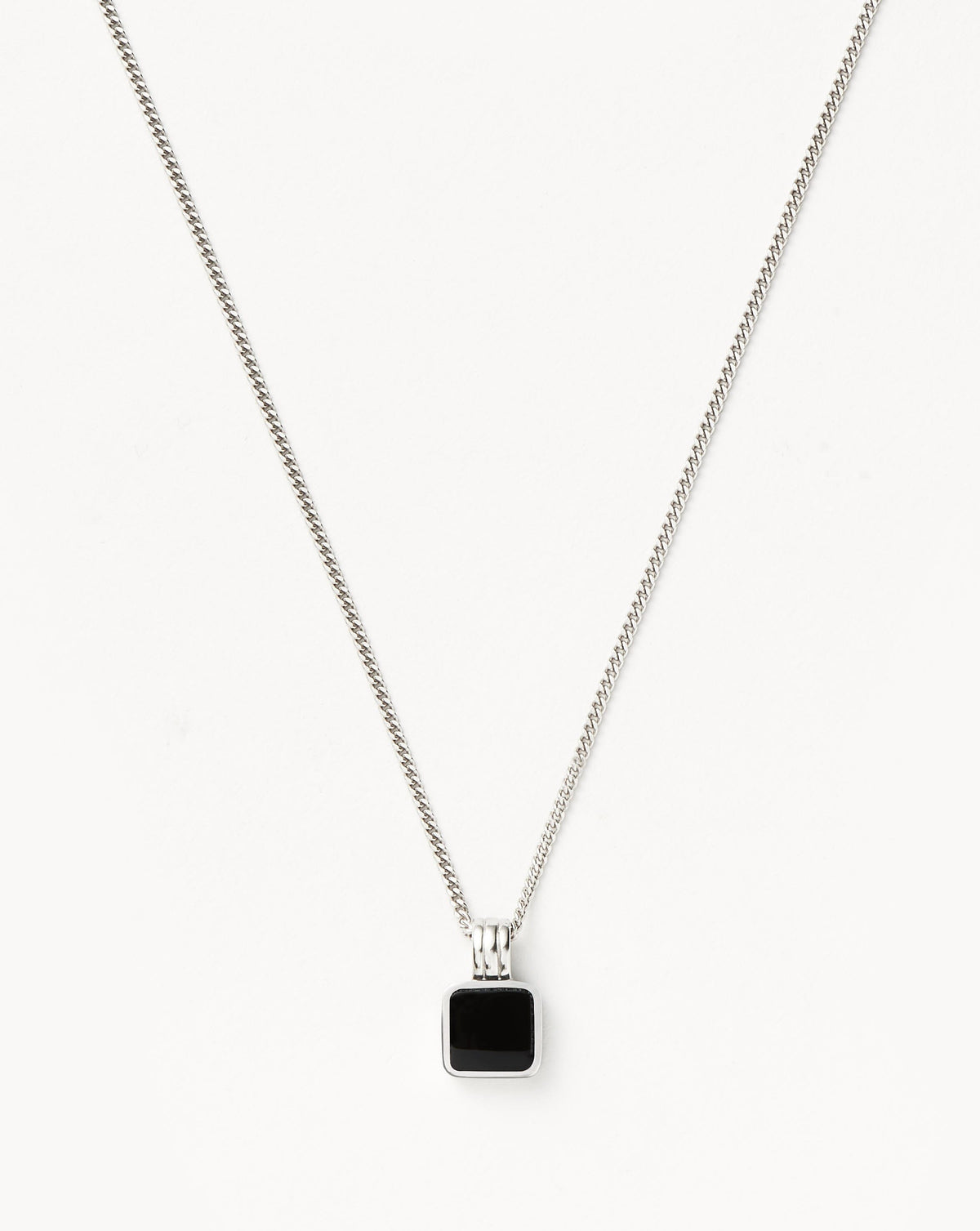 Mens Lucy Williams Square Black Onyx Pendant Necklace