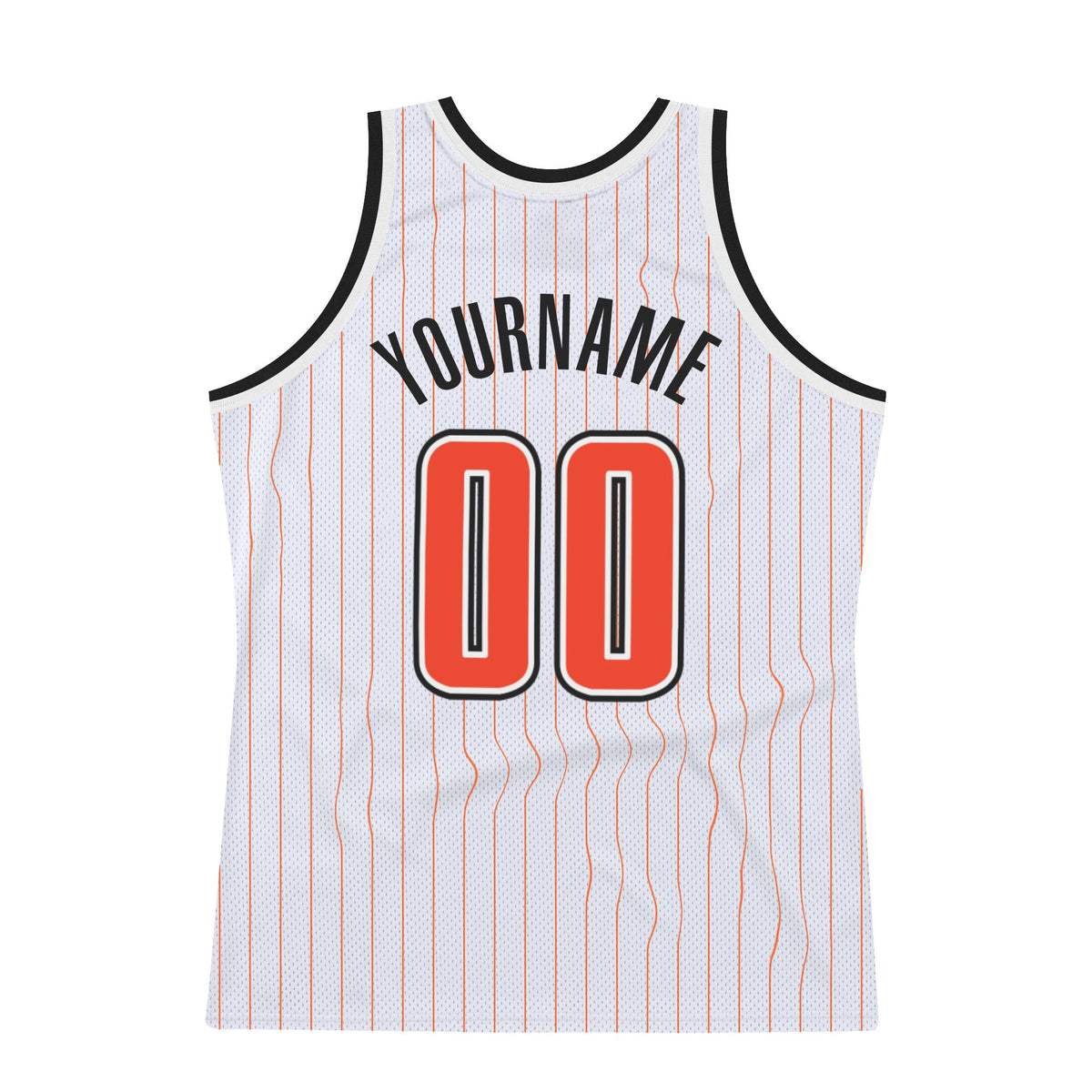 Custom White Orange Pinstripe Orange-Black Authentic Basketball Jersey