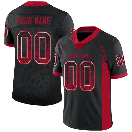 Custom Black Red-Gray Drift Fashion Football Jersey