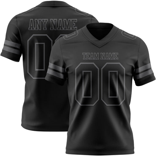Custom Black Steel Gray Authentic Football Jersey