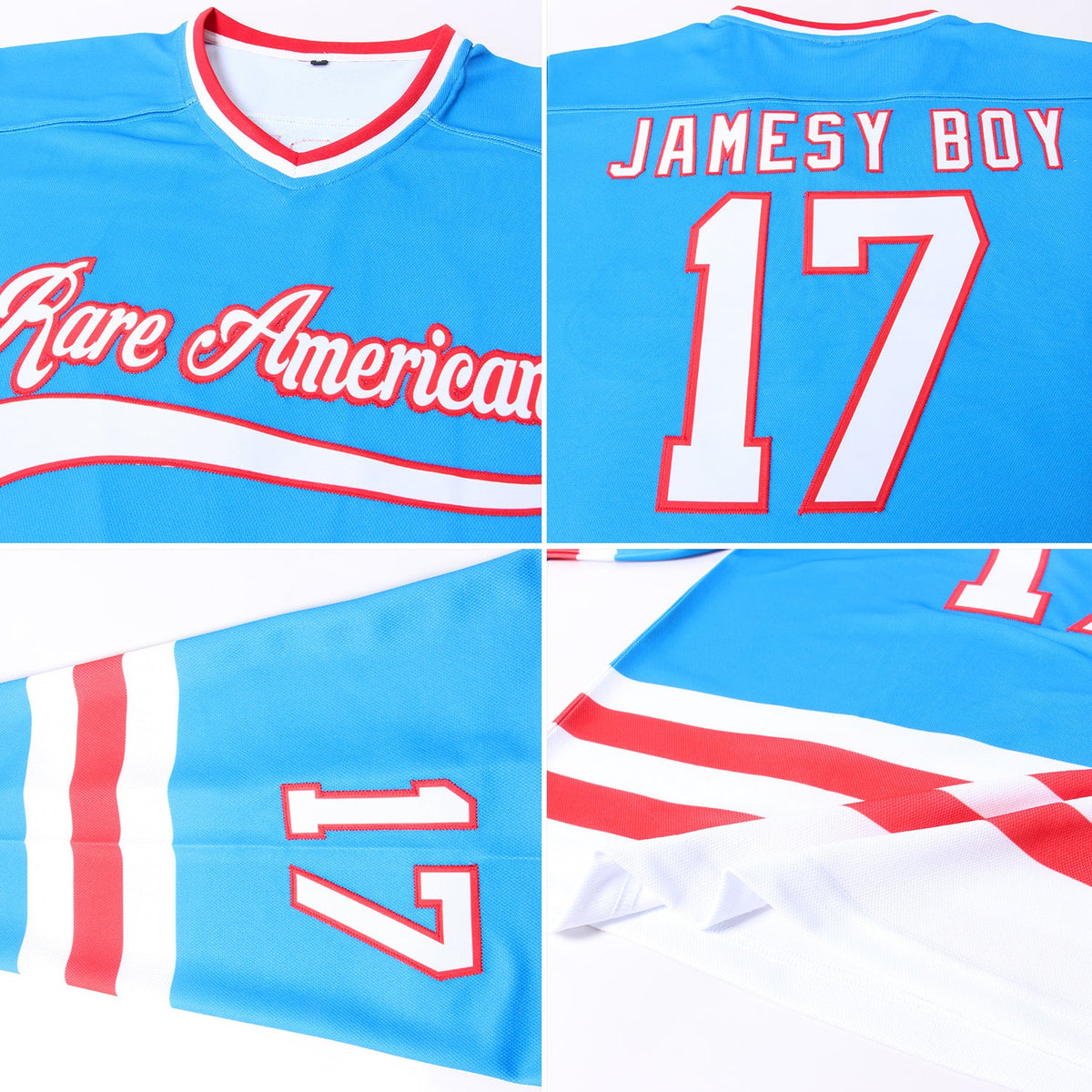 Custom Blue White-Red Hockey Jersey