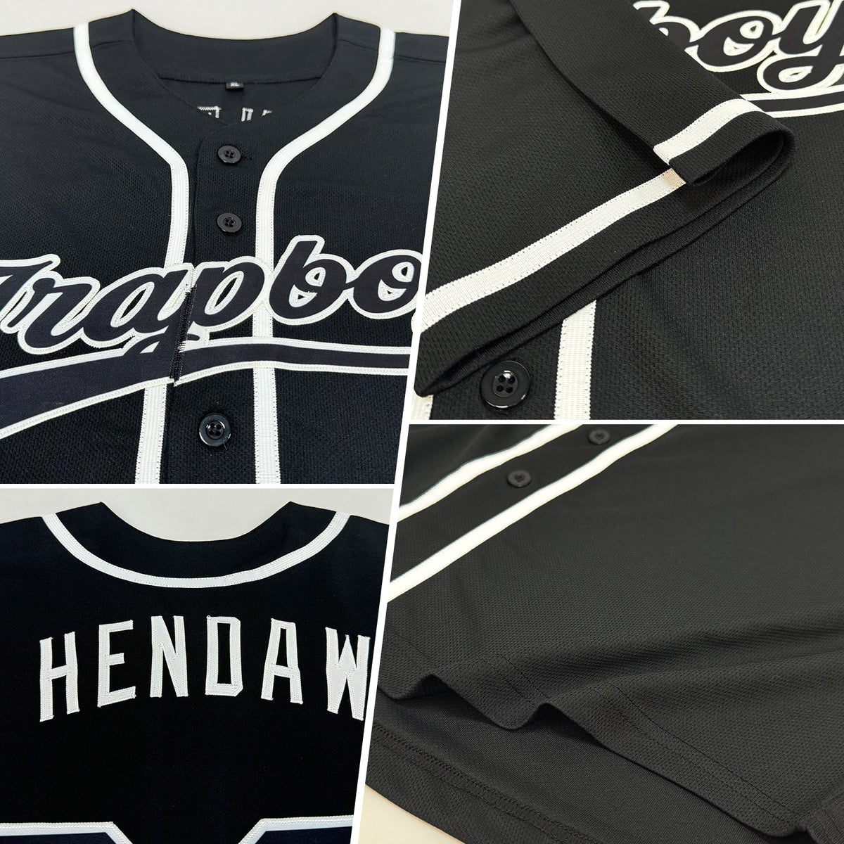 Custom Black Black-White Authentic Baseball Jersey