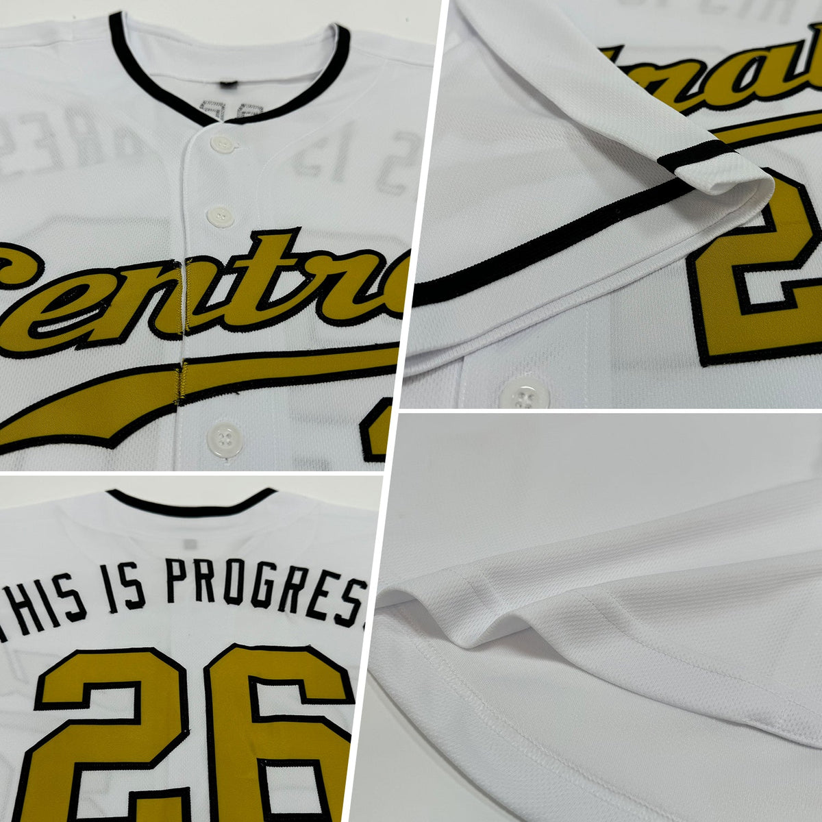 Custom White Old Gold-Black Authentic Baseball Jersey