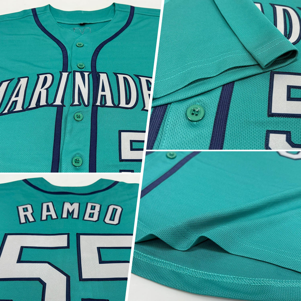 Custom Teal Gray-Navy Baseball Jersey