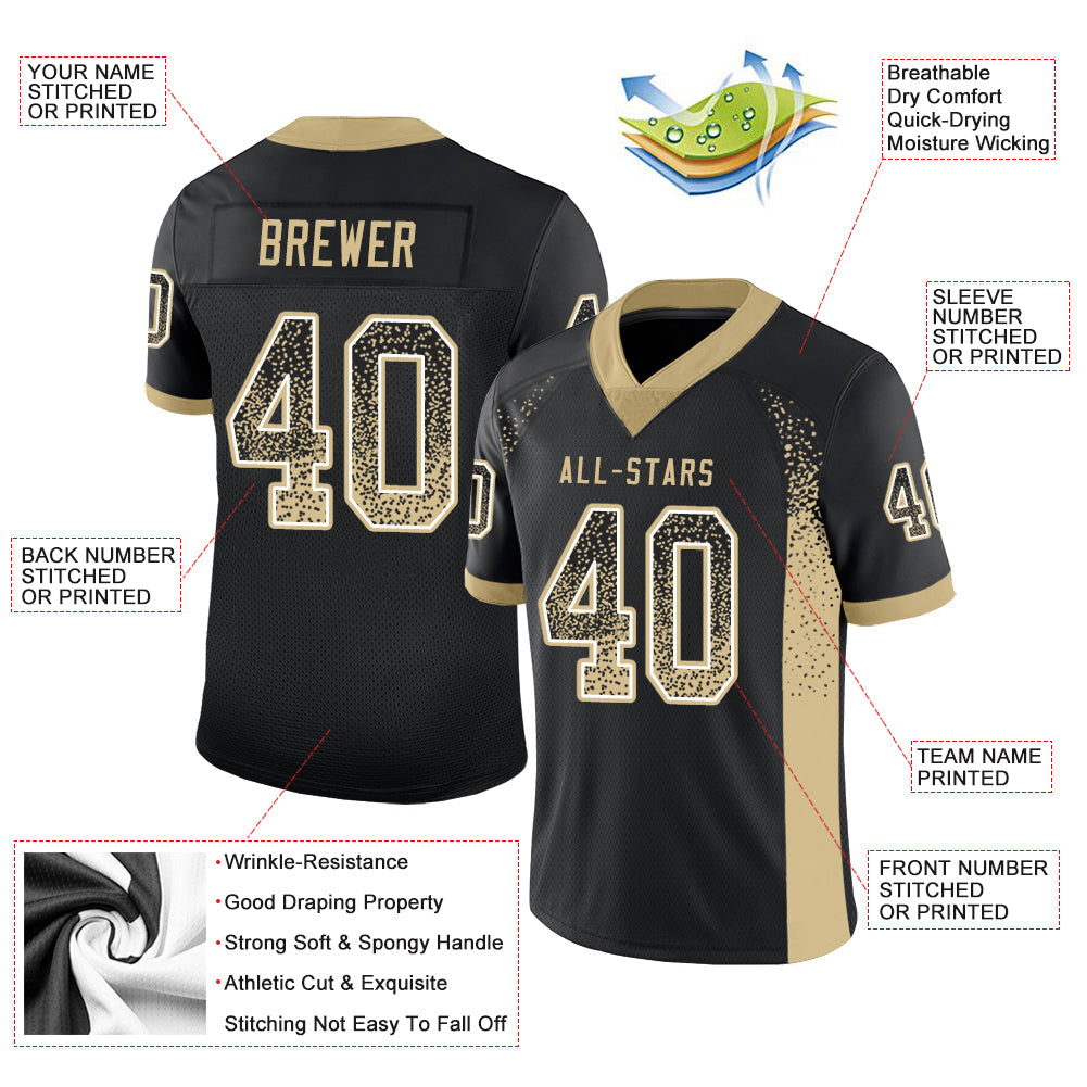 Custom Black Vegas Gold-White Drift Fashion Football Jersey
