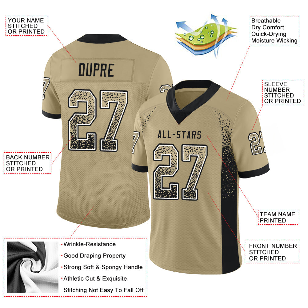 Custom Vegas Gold Black-White Drift Fashion Football Jersey