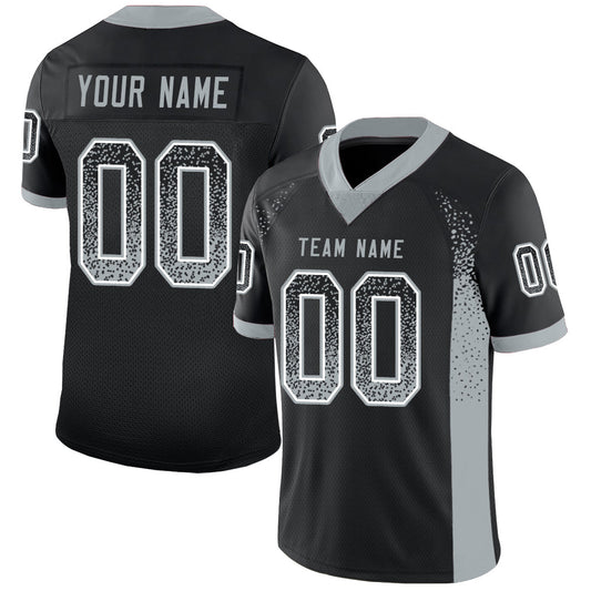 Custom Black Silver-White Drift Fashion Football Jersey
