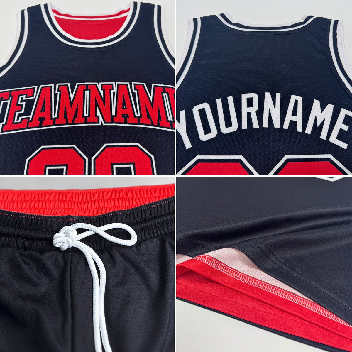 Custom Navy White-Light Blue Reversible Double Side Sublimation Basketball Set Jersey