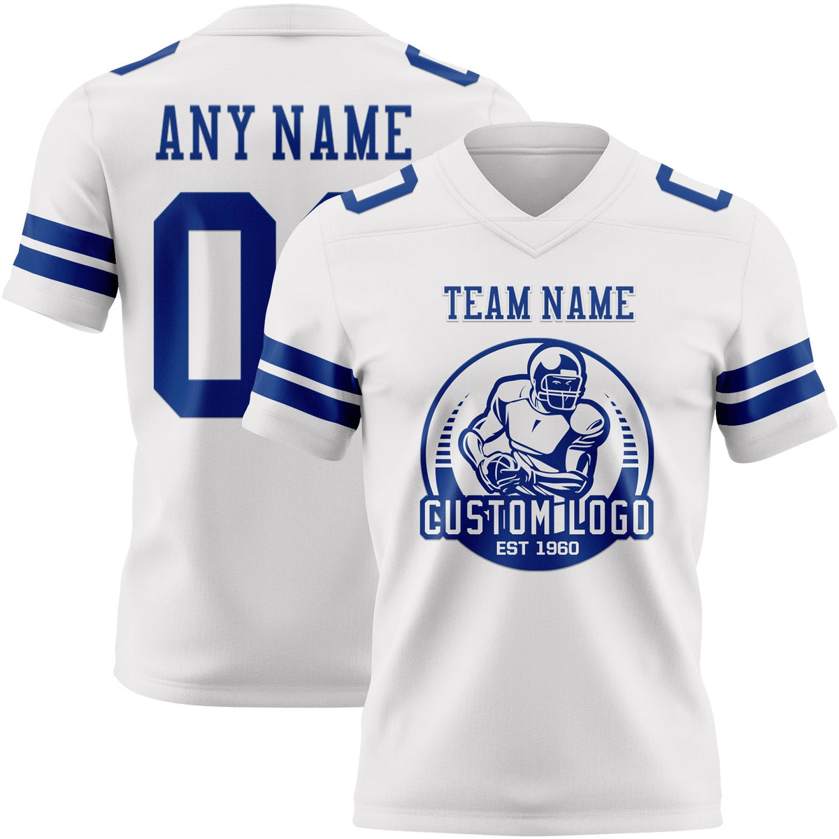 Custom White Royal Authentic Football Jersey