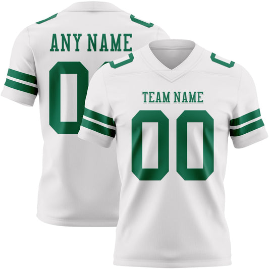 Custom White Kelly Green Authentic Football Jersey