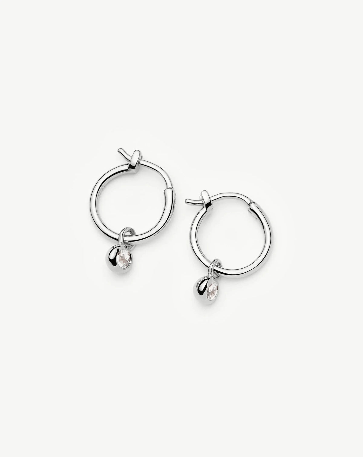 April Birthstone Mini Charm Hoop Earrings | Sterling Silver/Crystal