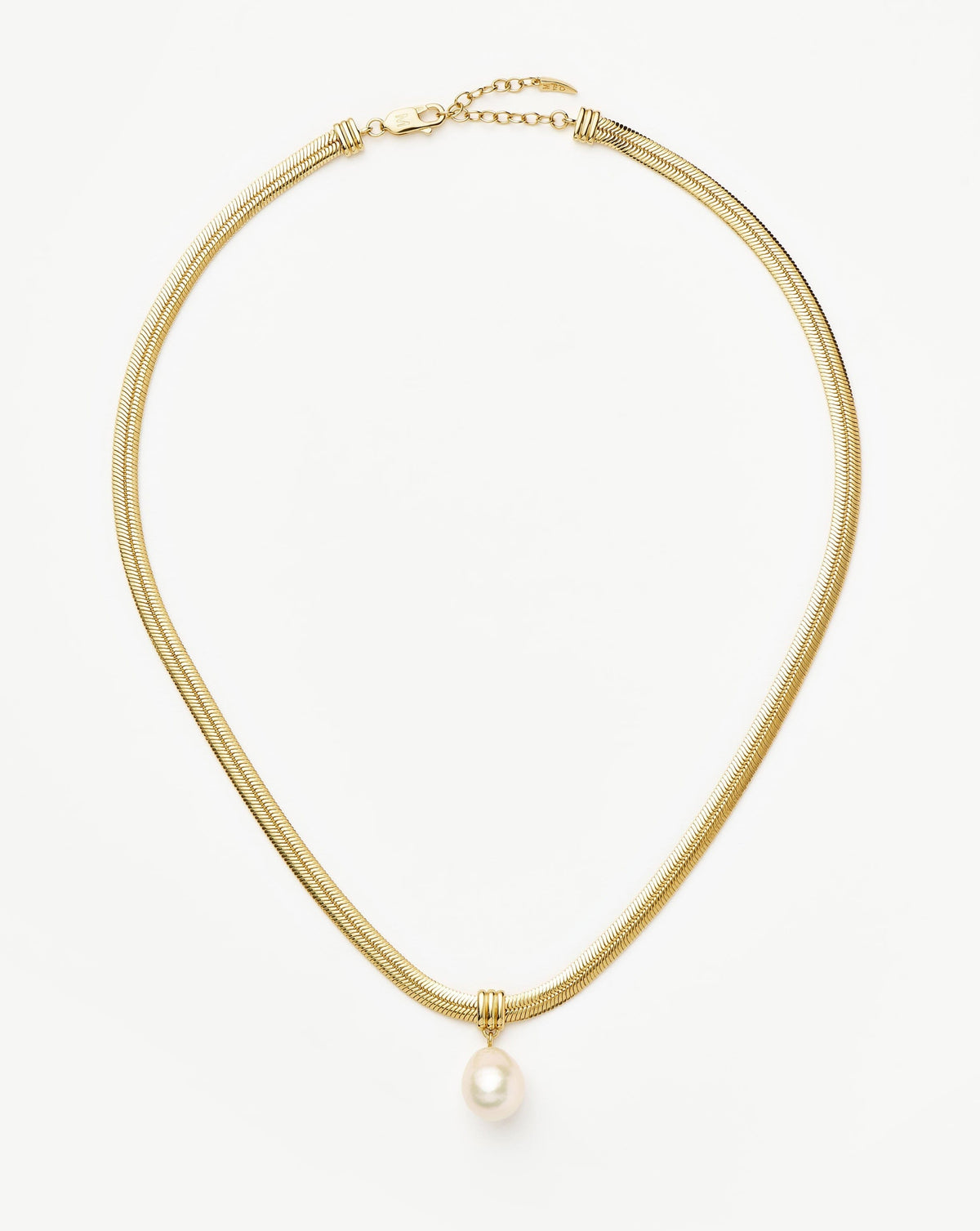 Baroque Pearl Snake Chain Pendant Necklace | 18ct Gold Vermeil/Pearl