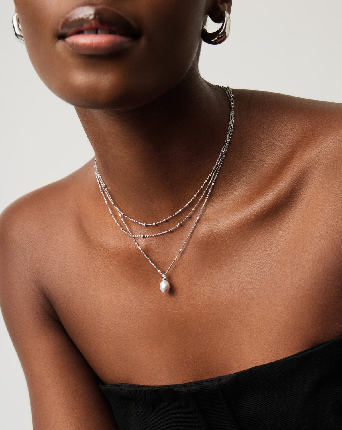 Baroque Pearl Twisted Chain Necklace | Sterling Silver/Freshwater Baroque Pearl
