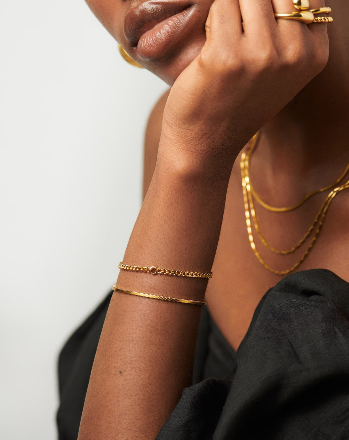 January Birthstone Chain Bracelet | 18ct Gold Plated Vermeil/Garnet