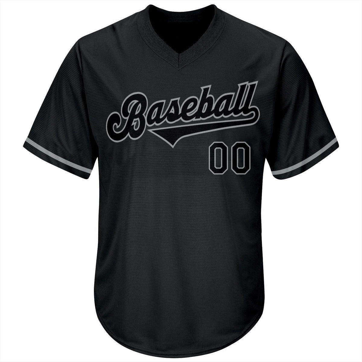 Custom Black Black-Gray Authentic Rib-Knit Baseball Jersey Shirt