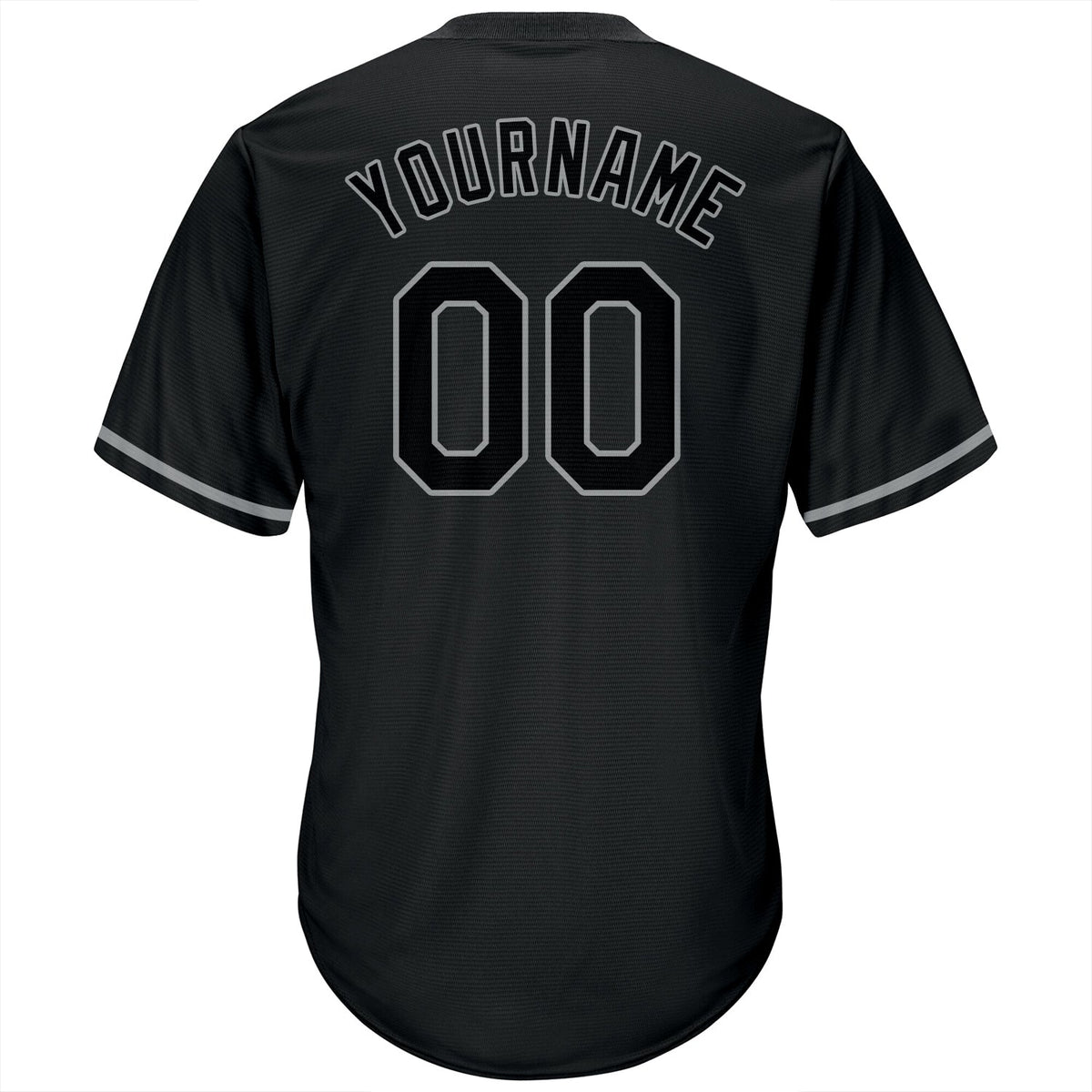 Custom Black Black-Gray Authentic Rib-Knit Baseball Jersey Shirt